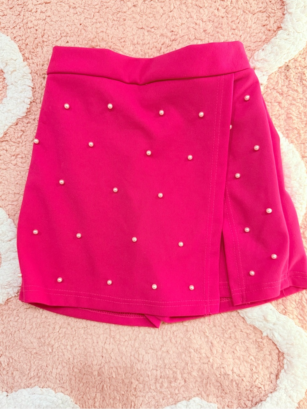 SHEIN Hot Pink Pearl-Embellished Girls' Skort